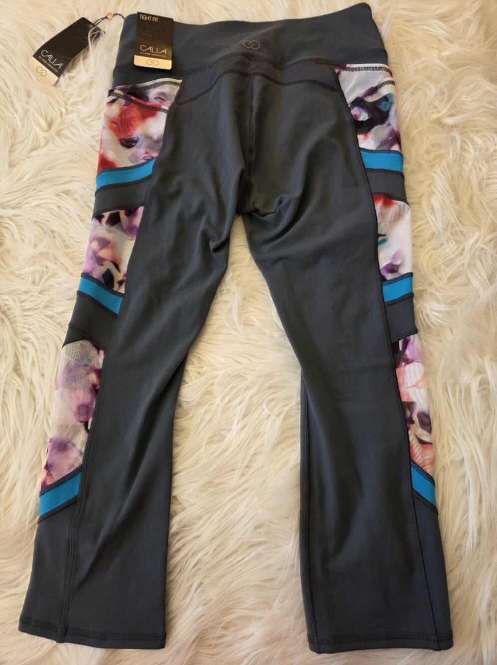 CALIA by Carrie Underwood Gray Joggers with Colorful Mesh Panels